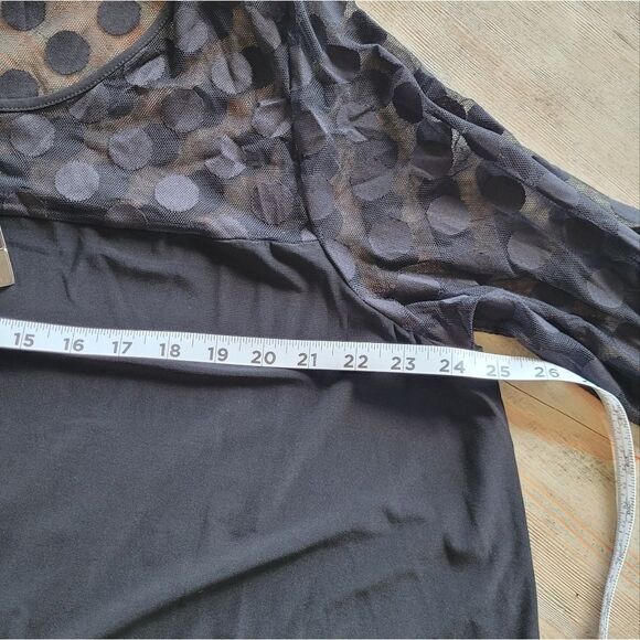 NWT Nina Leonard Dot-Mesh Yoke Swing Dress - Picture 6 of 6